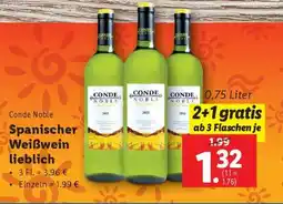 Lidl Conde Noble Spanischer Weißwein lieblich Angebot