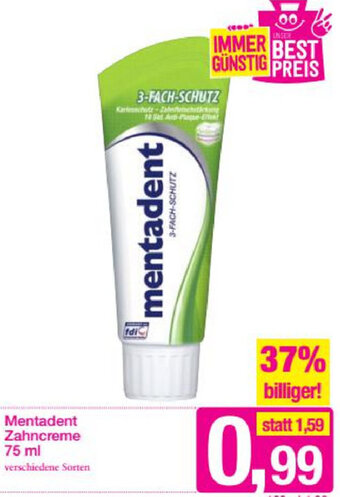 Sutterlüty Mentadent Zahncreme 75 ml Angebot