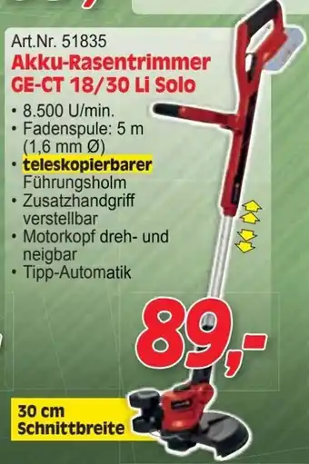 Zgonc Akku-Rasentrimmer GE-CT 18/30 Li Solo Angebot