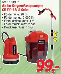 Zgonc Akku-Regenfasspumpe GE-PP 18 Li Solo Angebot