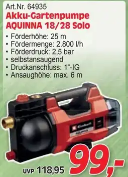 Zgonc Akku-gartenpumpe aquinna 18/28 solo Angebot