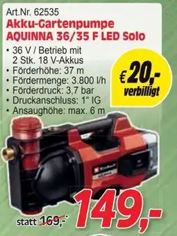Zgonc Akku-gartenpumpe aquinna 36/35 f led solo Angebot