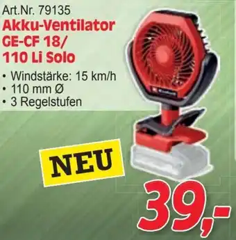 Zgonc Akku-Ventilator GE-CF 18/ 110 Li Solo Angebot