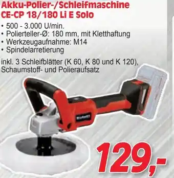 Zgonc Akku-Polier-/Schleifmaschine CE-CP 18/180 Li E Solo Angebot