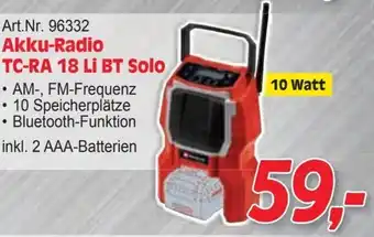 Zgonc Akku-Radio TC-RA 18 Li BT Solo Angebot