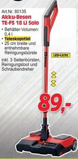 Zgonc Akku-Besen TE-FS 18 Li Solo Angebot