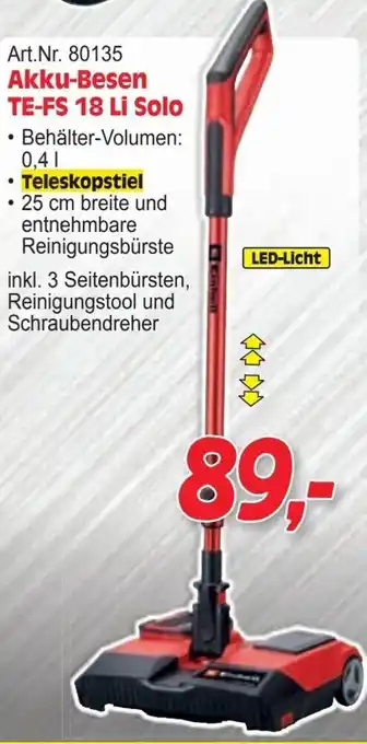 Zgonc Akku-Besen TE-FS 18 Li Solo Angebot
