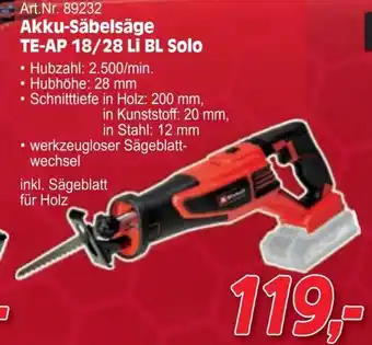 Zgonc Akku-Säbelsäge TE-AP 18/28 Li BL Solo Angebot