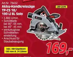 Zgonc Akku-Handkreissäge TP-CS 18/ 190 Li BL Solo Angebot