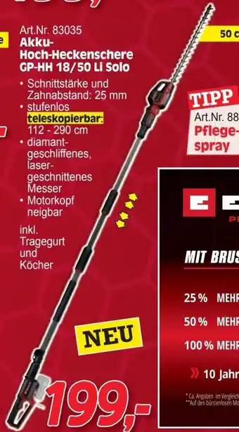 Zgonc Akku- Hoch-Heckenschere GP-HH 18/50 Li Solo Angebot
