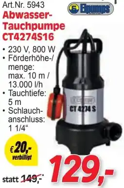 Zgonc Abwasser- Tauchpumpe CT4274S16 Angebot