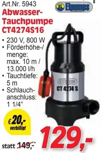 Zgonc Abwasser- Tauchpumpe CT4274S16 Angebot