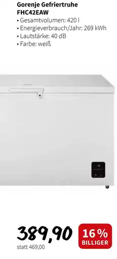 Der Grissemann Gorenje Gefriertruhe FHC42EAW Angebot