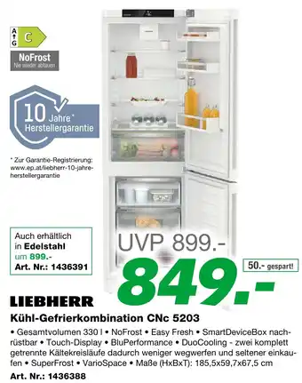 EP Kühl-Gefrierkombination CNC 5203 Angebot