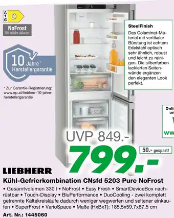 EP Kühl-Gefrierkombination CNsfd 5203 Pure NoFrost Angebot