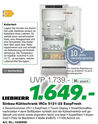 EP Einbau-Kühlschrank IRCe 5121-22 EasyFresh Angebot