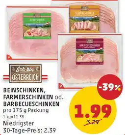 PENNY Beinschinken, farmerschinken od. barbecueschinken Angebot
