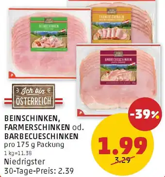 PENNY Beinschinken, farmerschinken od. barbecueschinken Angebot