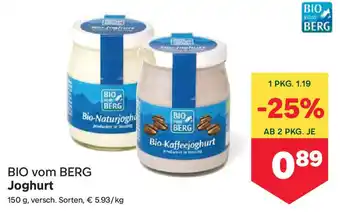MPreis Bio vom berg joghurt Angebot
