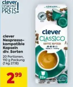 Billa clever Nespresso- kompatible Kapseln div. Sorten Angebot