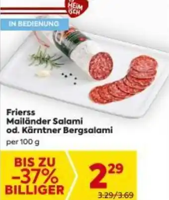 Billa Frierss Mailänder Salami od. Kärntner Bergsalami Angebot