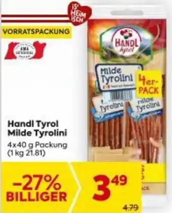 Billa Handi Tyrol Milde Tyrolini Angebot