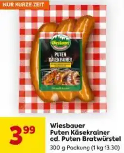 Billa Wesbauer Puten Käsekrainer od. Puten Bratwürstel Angebot