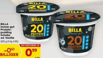 Billa immer gut Protein- pudding Schoko od. Vanille Angebot