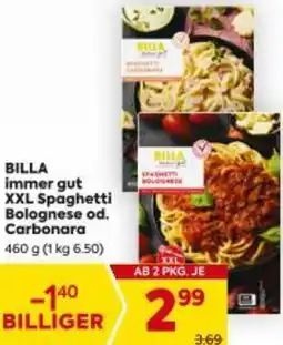 Billa Immer gut XXL Spaghetti Bolognese od. Carbonara Angebot