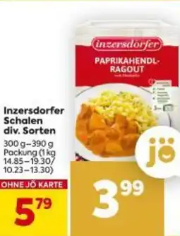 Billa Inzersdorfer Schalen div. Sorten Angebot