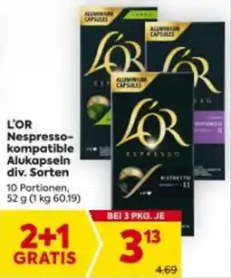 Billa L'OR Nespresso- kompatible Alukapseln div. Sorten Angebot
