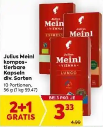 Billa Julius Meinl kompos- tierbare Kapseln div. Sorten Angebot