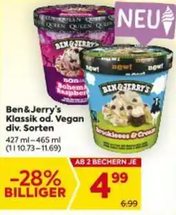 Billa Ben & Jerry's Klassik od. Vegan Angebot