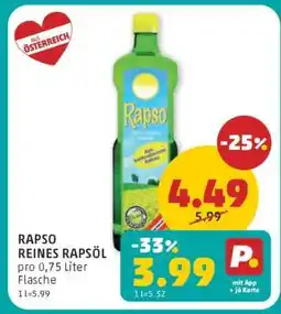 PENNY Rapso reines Rapsöl Angebot
