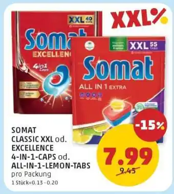 PENNY SOMAT CLASSIC XXL od. EXCELLENCE 4-IN-1-CAPS od. ALL-IN-1-LEMON-TABS Angebot