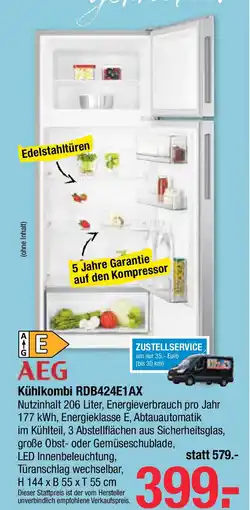 Maximarkt AEG Kühlkombi RDB424E1AX Angebot