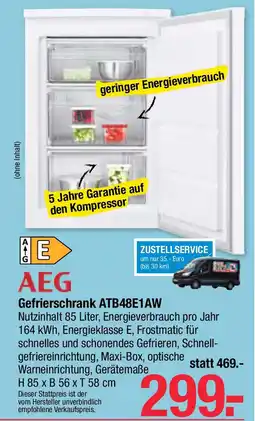 Maximarkt AEG Gefrierschrank ATB48E1AW Angebot