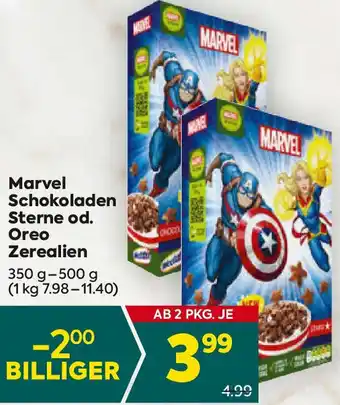 Billa Schokoladen Sterne od. Oreo Zerealien Angebot