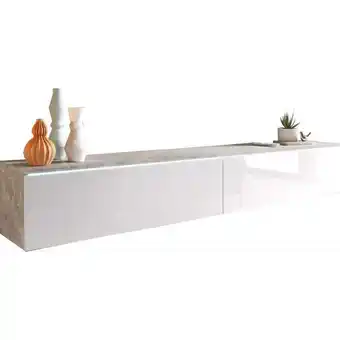 Möbelix TV-Lowboard B: 180 cm Beton Optik/Weiß Hochglanz Angebot
