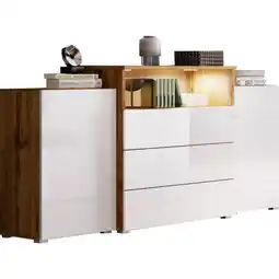 Möbelix Sideboard Grifflos Mit Led 150cm Urban Iii ,weiß/eiche Angebot