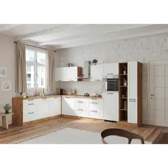 Möbelix Einbauküche Eckküche Möbelix Meran Mit Geräten 240x360 Cm Weiß/eiche Dekor Angebot