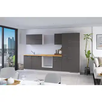 Möbelix Küchenzeile Ip1200 ohne Geräte 310 cm Grafit / Eiche Angebot