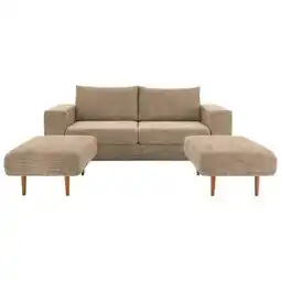 Möbelix 2-Sitzer-Sofa Looks V-2 mit Hockern Braun/Beige Angebot