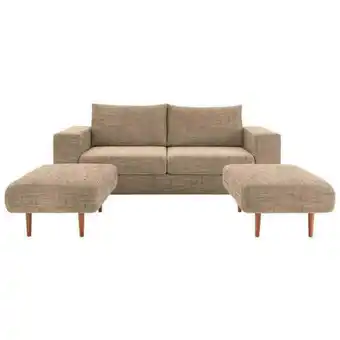 Möbelix 2-Sitzer-Sofa Looks V-2 mit Hockern Braun/Beige Angebot