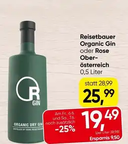 Spar Reisetbauer Organic Gin oder Rose Oberösterreich Angebot