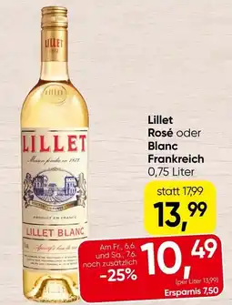 Spar Lillet rosé oder blanc frankreich Angebot