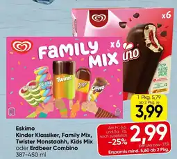 Spar Eskimo kinder klassiker, family mix, twister monstaahh, kids mix oder erdbeer Angebot