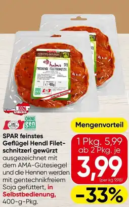 Spar Spar feinstes geflügel hendl filet- schnitzerl gewürzt Angebot
