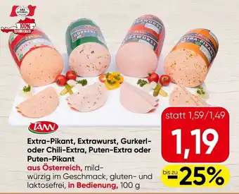 Spar Extra-pikant, extrawurst, gurkerl- oder chili-extra, puten-extra oder puten-pikant Angebot