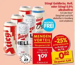 Interspar Stiegl Goldbräu, Hell, oder Stiegl 0,0% alkoholfrei Angebot